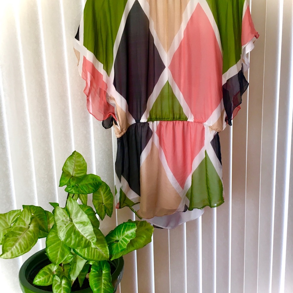 Leona Drawstring Color Block Blouse - Picture 5 of 6